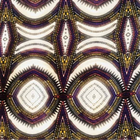 H&M sleeveless multicolor printed tunic top semi sheer hi - low hem size 2 - Picture 4 of 6